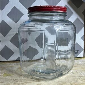 Clear Glass Jar with Red Lid